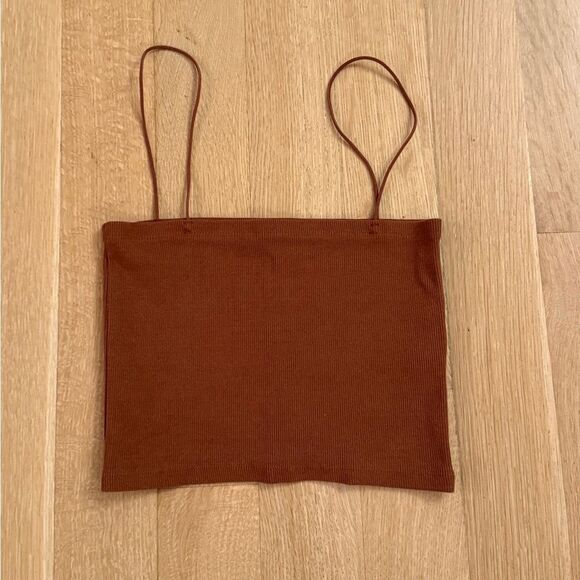 Zara Rust Ribbed Top - Picture 1 of 5